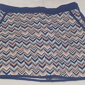 Lady Hagen Blue and Cream Chevron Mini Skirt With Shorts